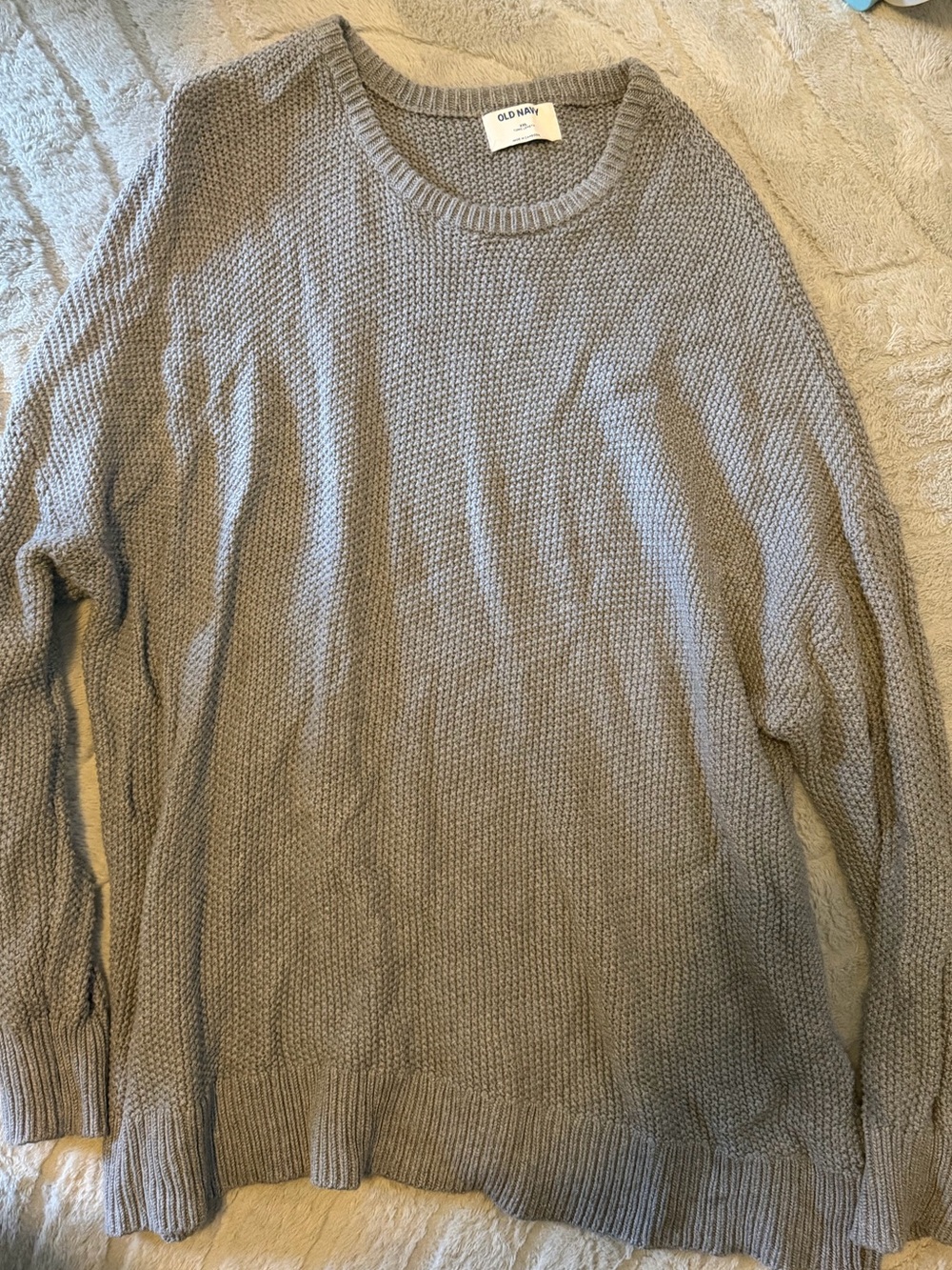 Old Navy Light Gray Crewneck Knit Sweater